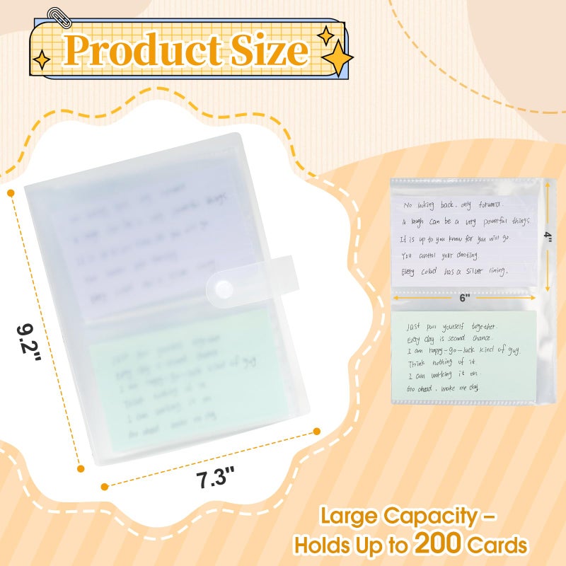 Jactales 4x6 Index Card Holder Organizer - Clear Card Binder for Flashcard, Notecard and Recipe Card Storage, 50 Sheets Plastic Sleeves Indexcard Booklet Folder, Stores Up to 200 Cards - Image 2