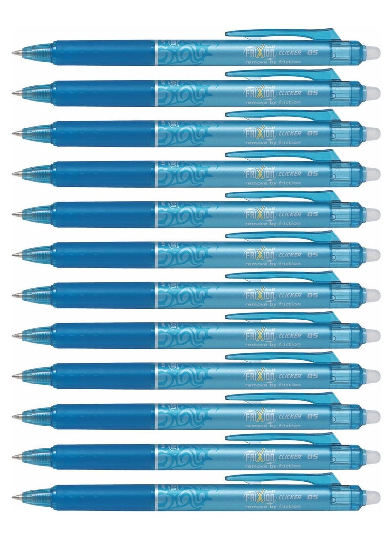 Frixion Clicker 12-Piece Frixion Clicker Erasable Ball Pen 0.5mm Tip Light Blue Ink  - Image 1