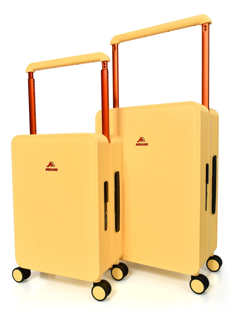 MORANO - Morano Hard-Side luggage Unisex ABS Lightweight 4 Double Wheeled Suitcase with Built-In TSA type lock (2-Set, Yellow) Size 20''+24'''Inches. - Image 1