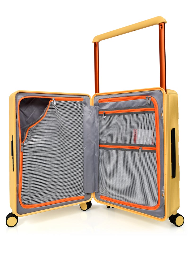 MORANO - Morano Hard-Side luggage Unisex ABS Lightweight 4 Double Wheeled Suitcase with Built-In TSA type lock (2-Set, Yellow) Size 20''+24'''Inches. - Image 1