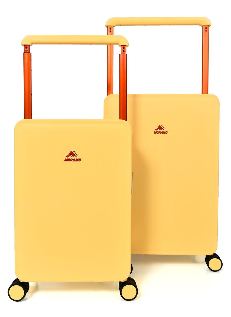 MORANO - Morano Hard-Side luggage Unisex ABS Lightweight 4 Double Wheeled Suitcase with Built-In TSA type lock (2-Set, Yellow) Size 20''+24'''Inches. - Image 1