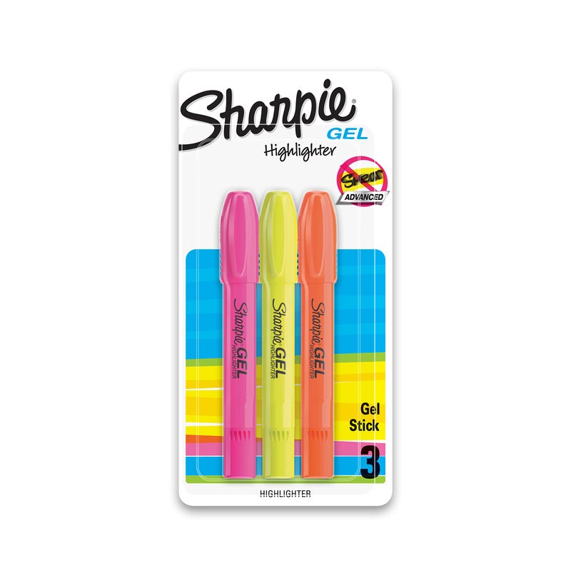 Sharpie - Gel Highlighter, Assorted Colors - 3 per Set