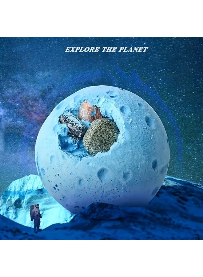 1 قطعة مجموعة علم النظام الشمسي الزرقاء للأطفال، أحجار كريمة للتنقيب، ألعاب فضائية تعليمية - Image 5