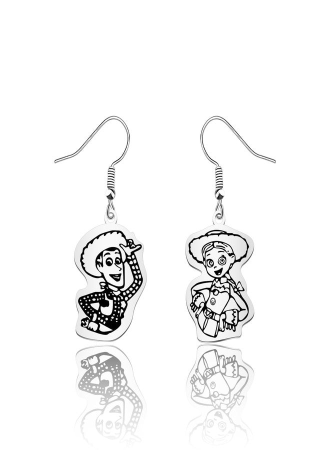FAADBUK Cartoon Movie Inspired Earring Woody and Jessie Fan Gift Woody Jessie Merchandise (Toy Earring) - Image 1