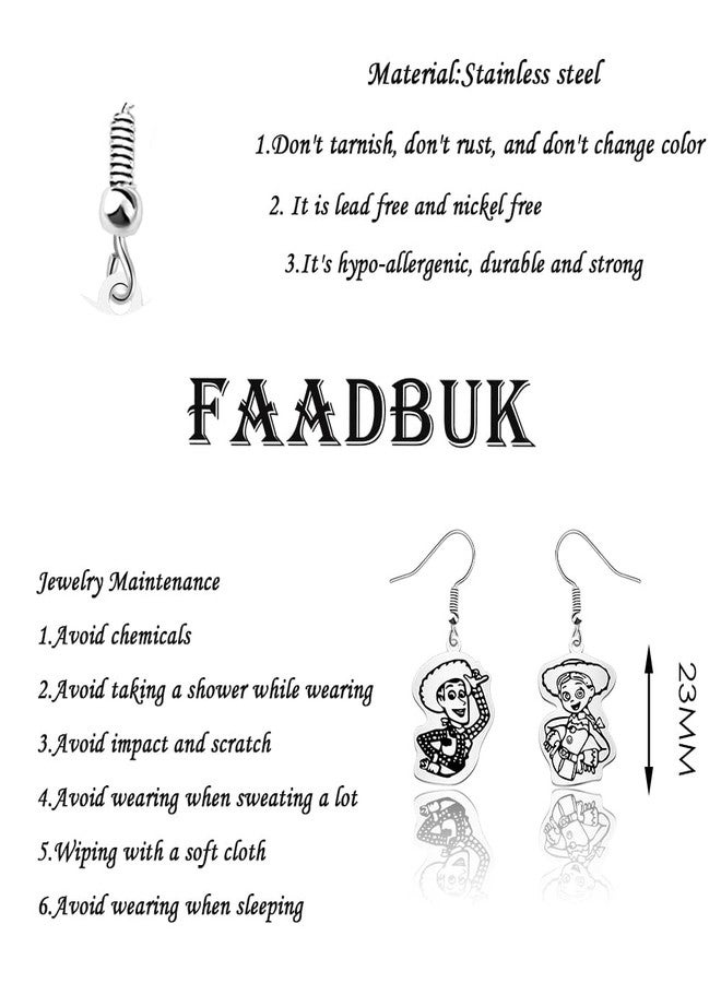 FAADBUK Cartoon Movie Inspired Earring Woody and Jessie Fan Gift Woody Jessie Merchandise (Toy Earring) - Image 2
