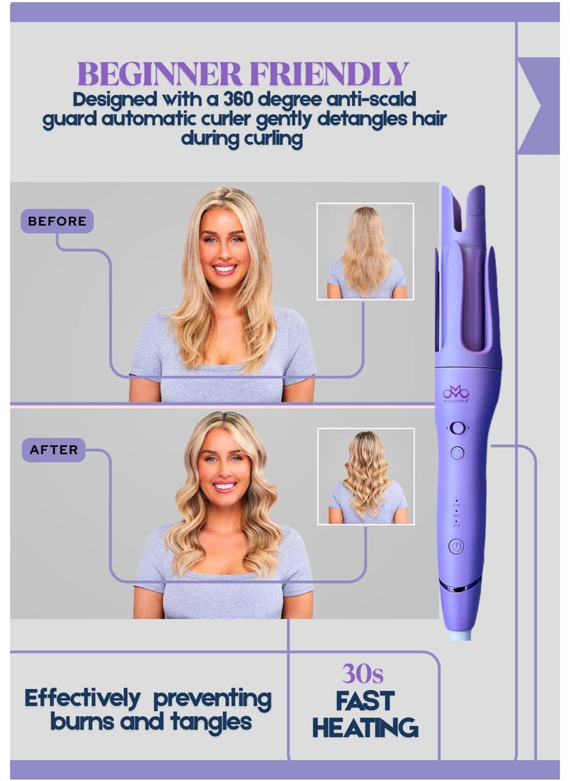 MULLINER  Automatic Curling Iron 32 mm with PTC Heating, 3-Level LED Temperature Control, Easy Operation & Fast Styling