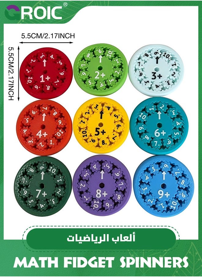 GROIC - 18 Packs Math Fidget Spinner,Math Fact Fidget Toy,Add, Subtract, Multiply and Divide Game for Kids,Math Learning Toys,Number Round Math Fidget Spinner - Image 1