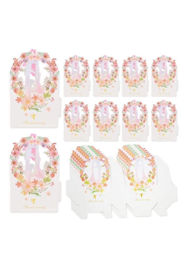 30Pcs Wedding Candy Gifts Boxes for Wedding Broken Flower Candy Box Bow Gift Companion Gift Box Wedding White Cardboard Small Paper Box - Image 1