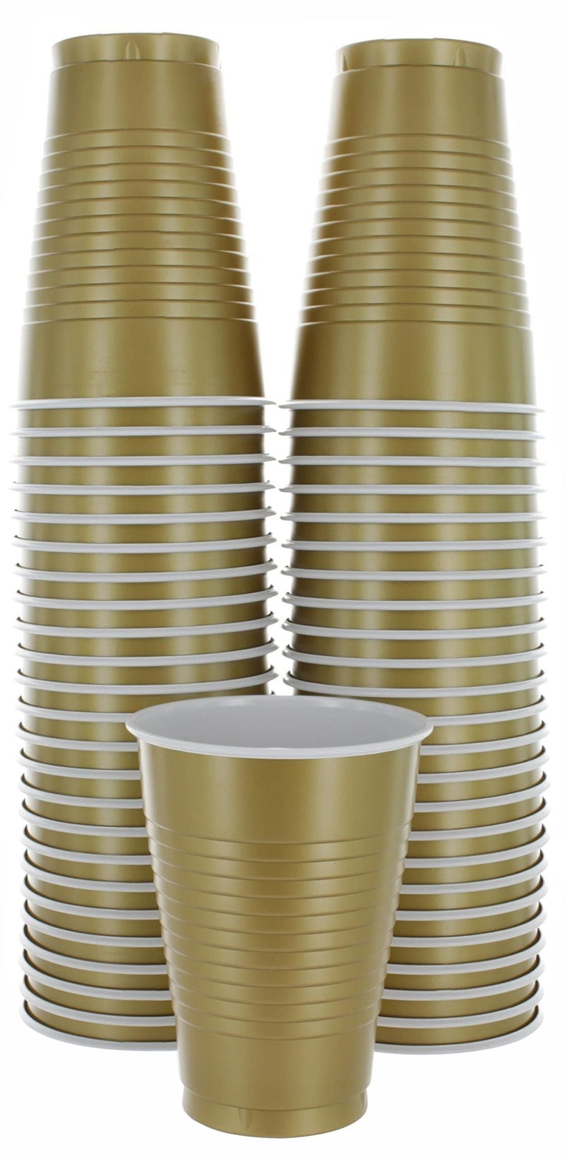 Amcrate Gold Colored Plastic Cups  12Ounce Disposable Party Cups Strong and Sturdy for Wedding Christmas Halloween  50 Pack
