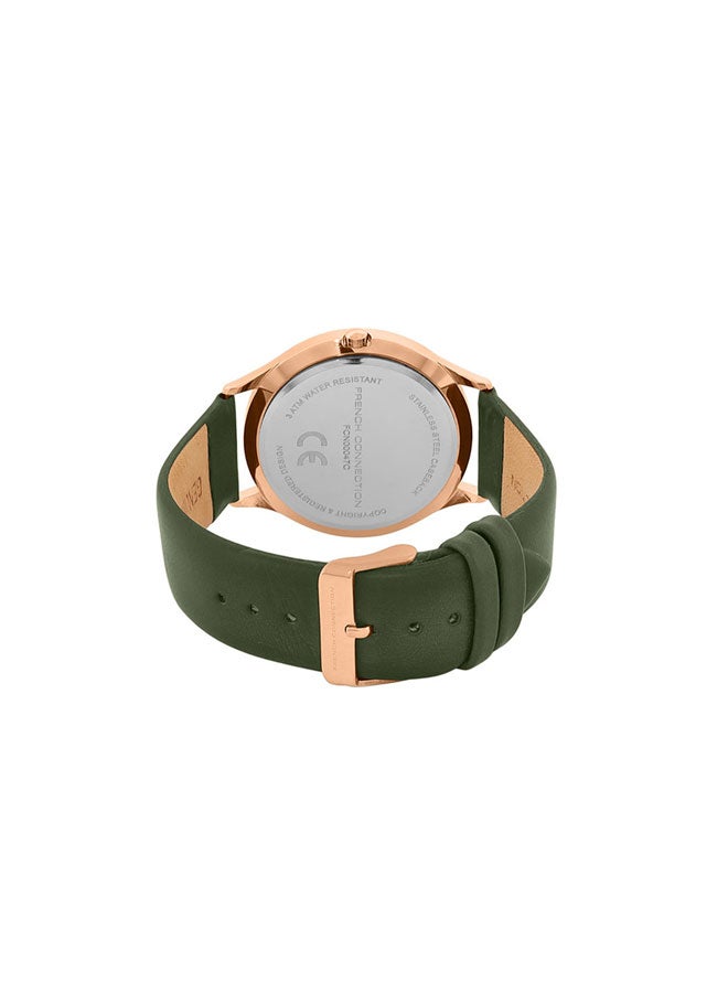 French Connection 42mm Men's Quartz Watch with Green Dial - Image 3