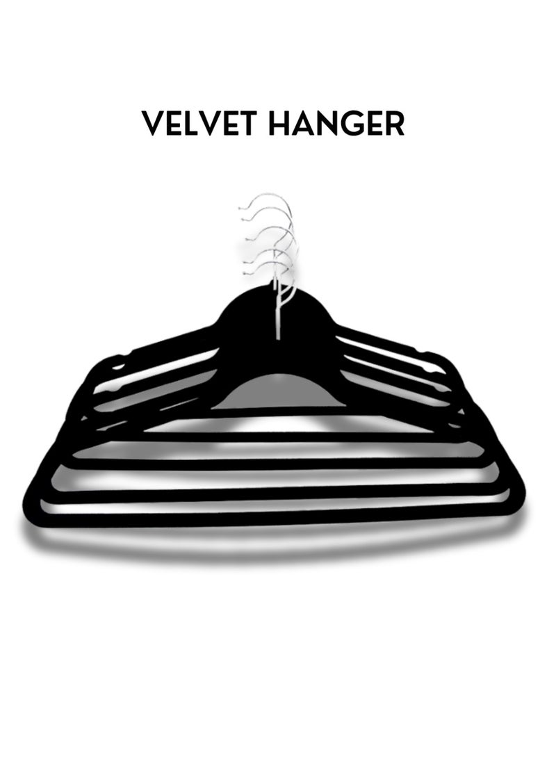 مجموعة شماعات ملابس مخملية صديقة للبيئة ومضادة للانزلاق، مكونة من 50 قطعة، مزودة بخطافات من الفولاذ المقاوم للصدأ - لون أسود، مناسبة للكبار - Image 5