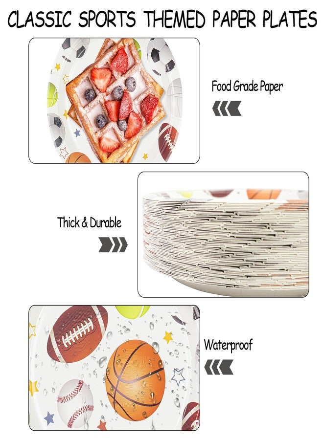 HFBOBP 50PCS Sports Birthday Party Paper Plates, 7'' Sports Themed Party Decoration Disposable Dessert Plate Tableware Dinnerware for Picnic Camping Birthday's Parties Favor Supplies - Image 4