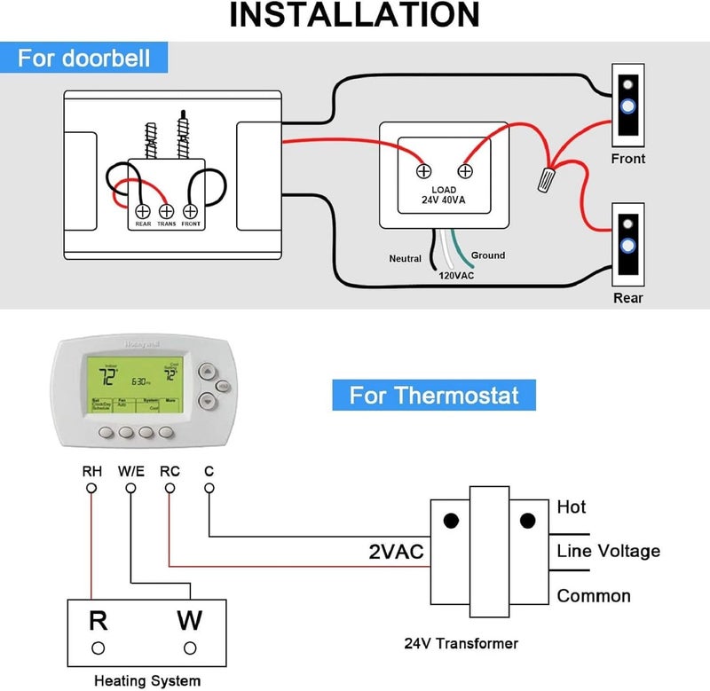 Maxdot Doorbell Transformer 24V 40VA Compatible with Ring Wired Video Doorbell, Safe Wired 24 Volt Doorbell Kit, Easy to Install Door Bell Transformer, The Product Has Passed The UL Test(2 Pcs) - Image 3