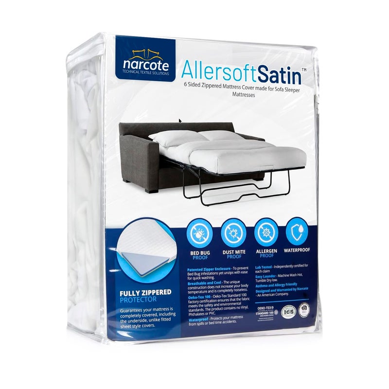 Allersoft Queen Sleeper Sofa Mattress Cover with Secure Locking Zipper Creates a Natural Seal On All Sides of Your PullOut Sofa Mattress from Liquids Dust Pet Dander Pollen  More4 Pack