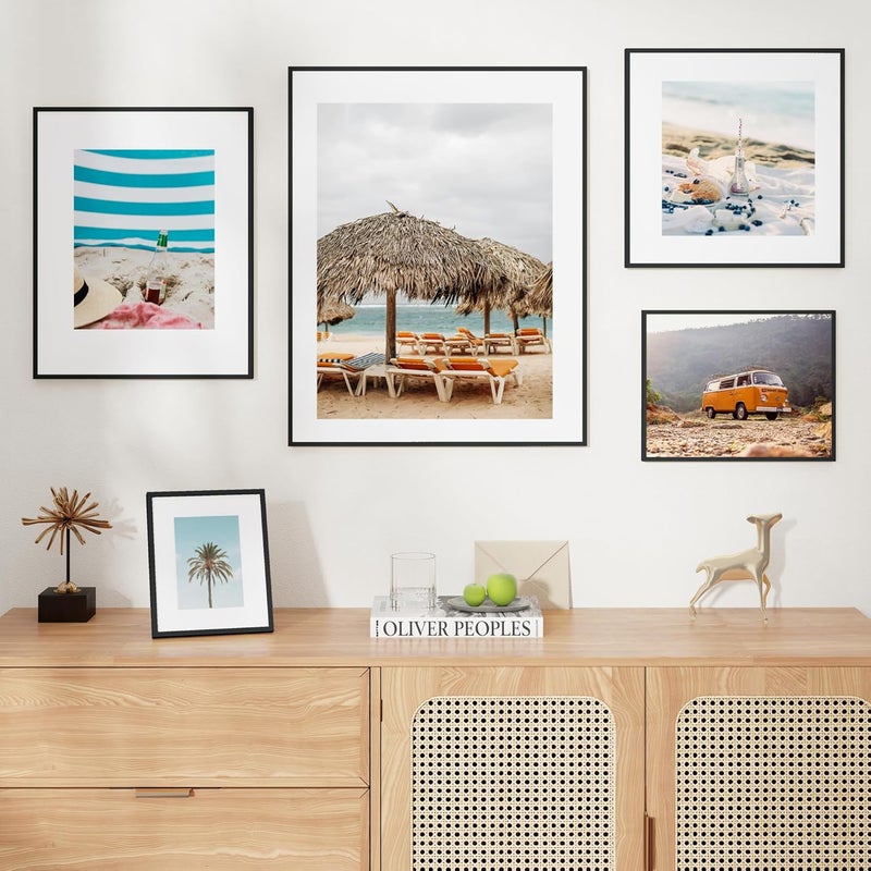 FLYJOE 12x12 Frame - Metal Square Picture Frame With Plexiglass 12x12 Frame With Mat for 8x8 Minimalist Modern Poster Frame Horizontal & Vertical formats Hanging Hardware Included, Black - Image 2