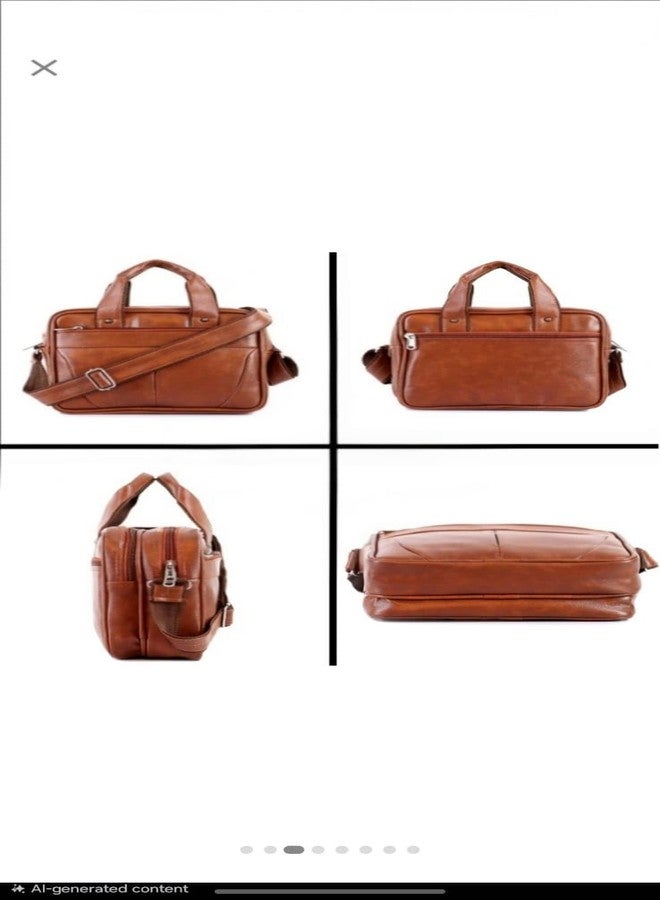 BILL BOND Men’s Leather Office Bag | 10" side Messenger Bag for Men | Adjustable Shoulder Strap | Stylish PU Leather Sling Bag for Office, Travel & Work, Professional Handbag Gift For Men-Tan - Image 4