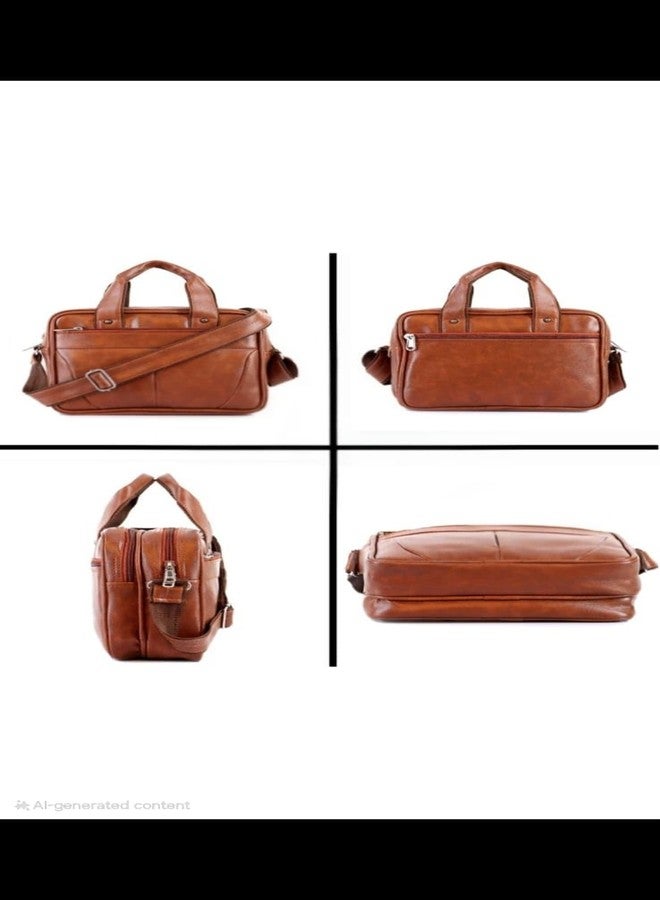 BILL BOND Men’s Leather Office Bag | 10" side Messenger Bag for Men | Adjustable Shoulder Strap | Stylish PU Leather Sling Bag for Office, Travel & Work, Professional Handbag Gift For Men-Tan - Image 3