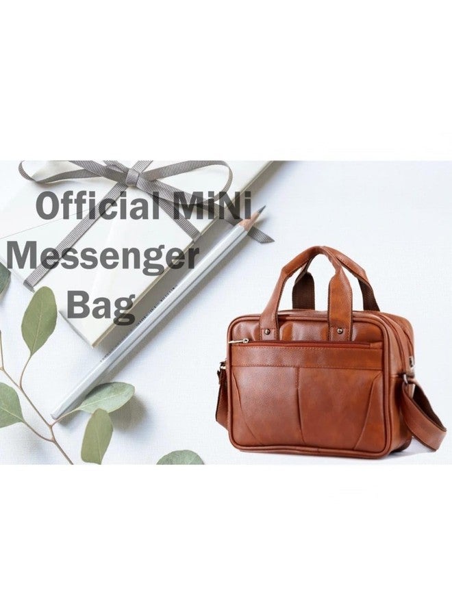BILL BOND Men’s Leather Office Bag | 10" side Messenger Bag for Men | Adjustable Shoulder Strap | Stylish PU Leather Sling Bag for Office, Travel & Work, Professional Handbag Gift For Men-Tan - Image 5