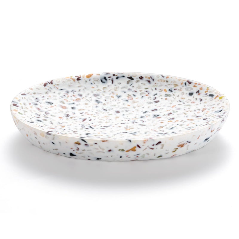 Luxspire Soap Dish  Resin Soap Tray Soap Holder Container Box  Oval Soap Plate Case  Non-Slip  Multi-Purpose Soap Holder  Bathroom & Kitchen Countertop  Terrazzo - Image 1