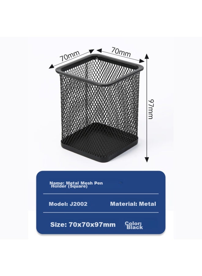 Kingdee Metal Mesh Square Pen Holder, Black Simple Creative Desktop Storage Box Ornament, Office Supplies - Image 4