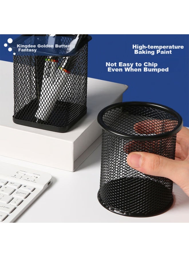 Kingdee Metal Mesh Square Pen Holder, Black Simple Creative Desktop Storage Box Ornament, Office Supplies - Image 2
