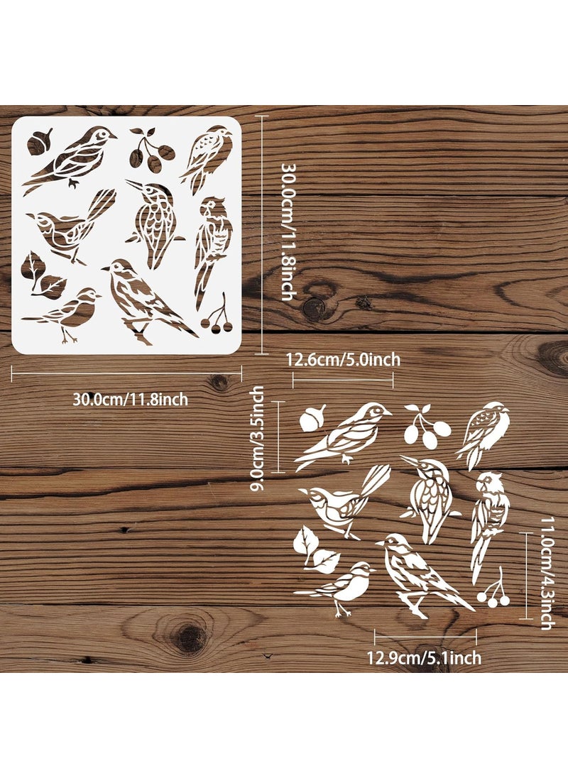 FINGERINSPIRE FINGERINSPIRE Birds Stencil for Painting 11.8x11.8inch Reusable Birds Tree Branches Stencils Bird World Drawing Template Plastic Hollow Out Stencil for Painting on Wall Wood Furniture  - Image 2