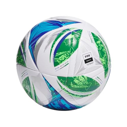 adidas Unisex-Adult MLS League Nativo Soccer Ball,White/Green/Glory Blue/Solar Blue,5 - Image 1