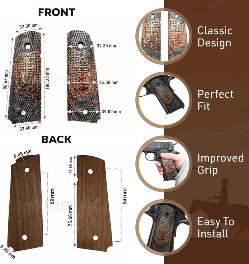 warreplica WWII US M1911 / 1911 .45 Wooden Grips - Reproduction - Image 3