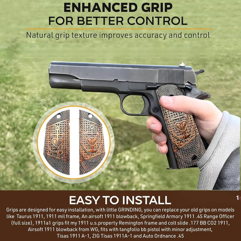 warreplica WWII US M1911 / 1911 .45 Wooden Grips - Reproduction - Image 5