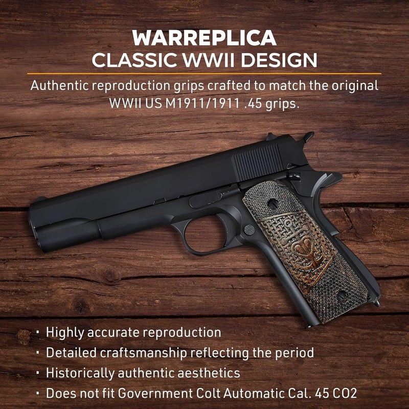 warreplica WWII US M1911 / 1911 .45 Wooden Grips - Reproduction - Image 4