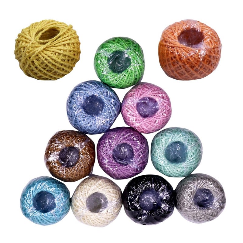 VINTAGER Jute Twine Hemp Rope String for Packing Wrapping Ribbon Crafting Cord for Arts Crafts DIY Gift 30 Meter Pack of 12 Pcs