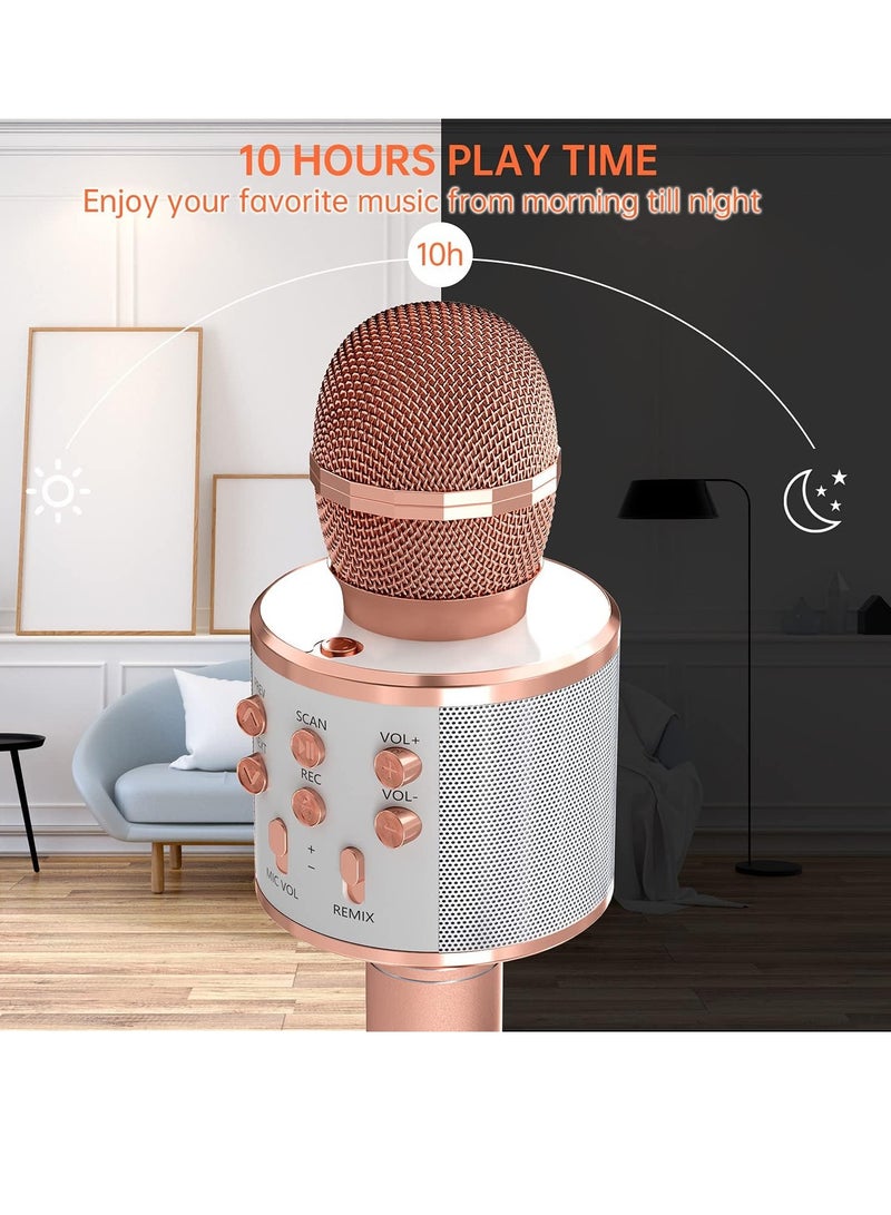 ELTRAZONE 2 Pack Wireless Bluetooth Karaoke Microphone for Kids – Portable Handheld Mic Speaker Machine in Rose Gold, Perfect Gift for All Ages - Image 4