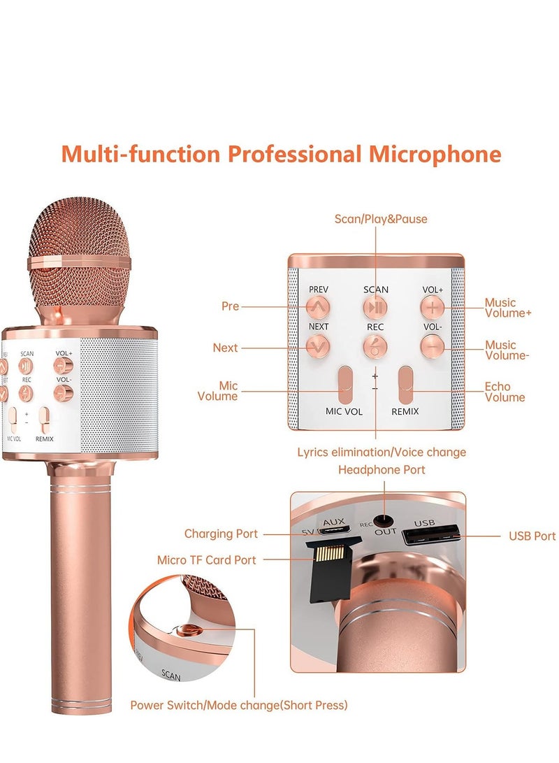 ELTRAZONE 2 Pack Wireless Bluetooth Karaoke Microphone for Kids – Portable Handheld Mic Speaker Machine in Rose Gold, Perfect Gift for All Ages - Image 5