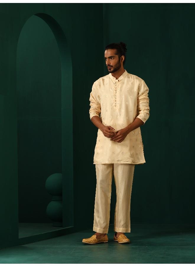 ترو برونز Men's Ivory Geometric Floral Viscose Silk Co-ord Set  - Image 2