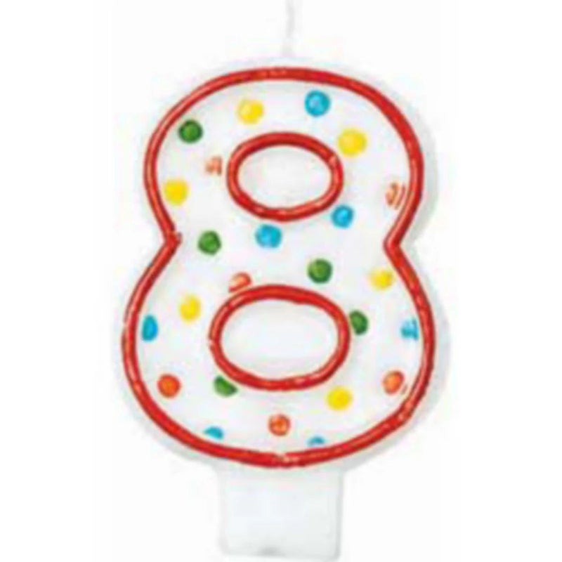 Amscan Numeral Candle 8 Polka Dots, Red - Image 2
