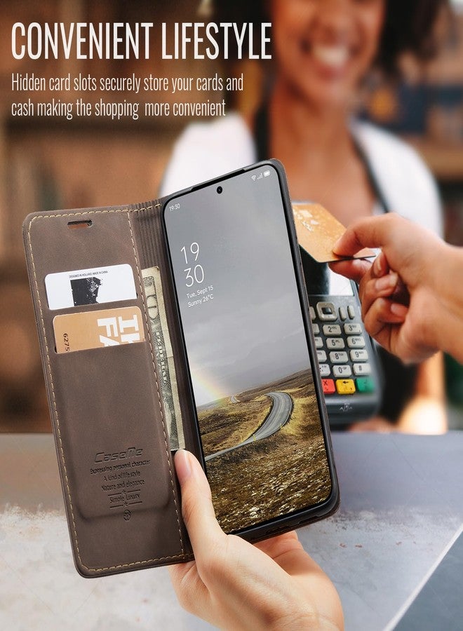 جراب Cracedily لهاتف OnePlus 13، جراب محفظة قلاب فاخر من جلد البولي يوريثان لهاتف OnePlus 13، لون قهوة - Image 4