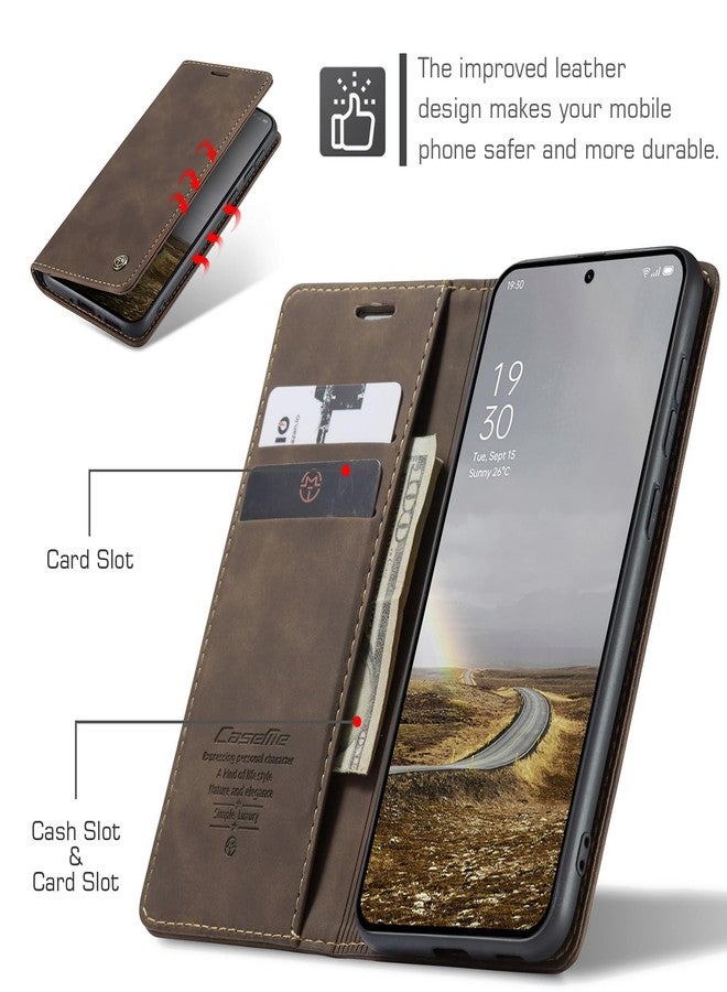 جراب Cracedily لهاتف OnePlus 13، جراب محفظة قلاب فاخر من جلد البولي يوريثان لهاتف OnePlus 13، لون قهوة - Image 2