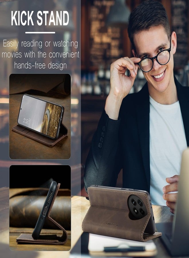 جراب Cracedily لهاتف OnePlus 13، جراب محفظة قلاب فاخر من جلد البولي يوريثان لهاتف OnePlus 13، لون قهوة - Image 5