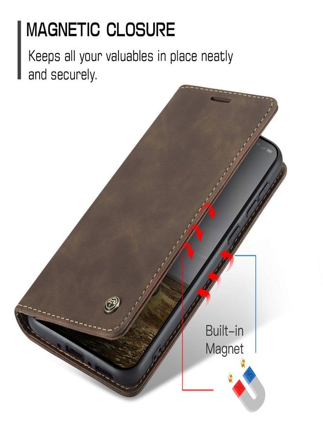 جراب Cracedily لهاتف OnePlus 13، جراب محفظة قلاب فاخر من جلد البولي يوريثان لهاتف OnePlus 13، لون قهوة - Image 3