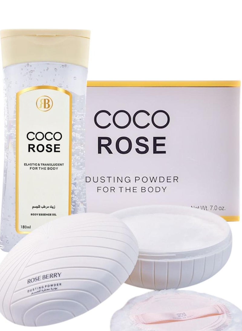 ROSE BERRY COCO ROSE DUSTING POWDER FOR THE BODY + BODY ESSENCE OIL ELASTIC & TRANSLUCENT FOR THE BODY - Image 1