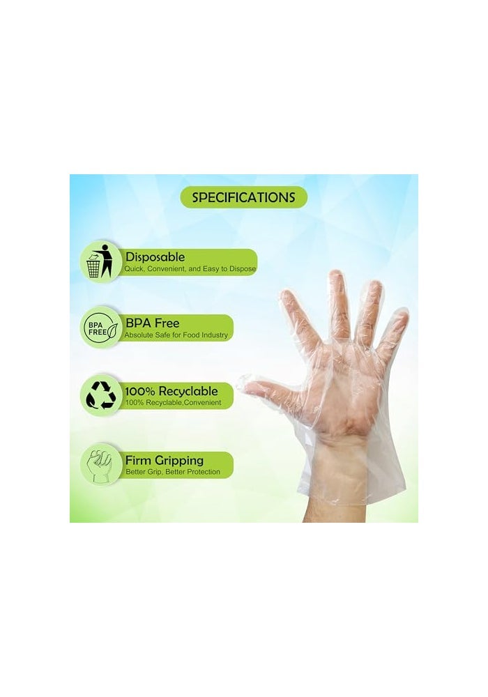 shalimar قفازات شاليمار القابلة للاستخدام مرة واحدة - عبوة من 3 / 600 قطعة - لون طبيعي - مقاس مجاني - قفازات متينة ومتعددة الاستخدامات للمنزل والمطبخ والتنظيف والمزيد - Image 3