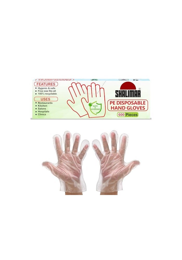 shalimar قفازات شاليمار القابلة للاستخدام مرة واحدة - عبوة من 3 / 600 قطعة - لون طبيعي - مقاس مجاني - قفازات متينة ومتعددة الاستخدامات للمنزل والمطبخ والتنظيف والمزيد - Image 1