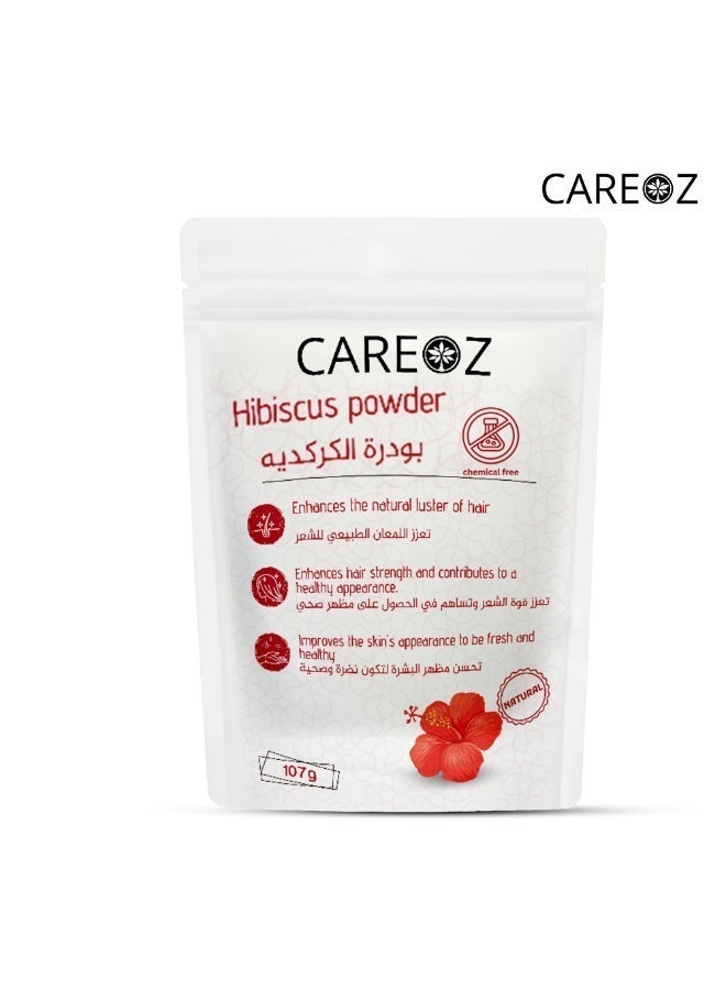 كير اوز بودرة الكركديه للعناية بالشعر والوجه من CareOz | طبيعي 100% من الأعشاب الطبيعية | لعلاج تساقط الشعر والقشرة والشيب المبكر | مسحوق الكركديه العضوي لنمو الشعر (107 جرام) - Image 1