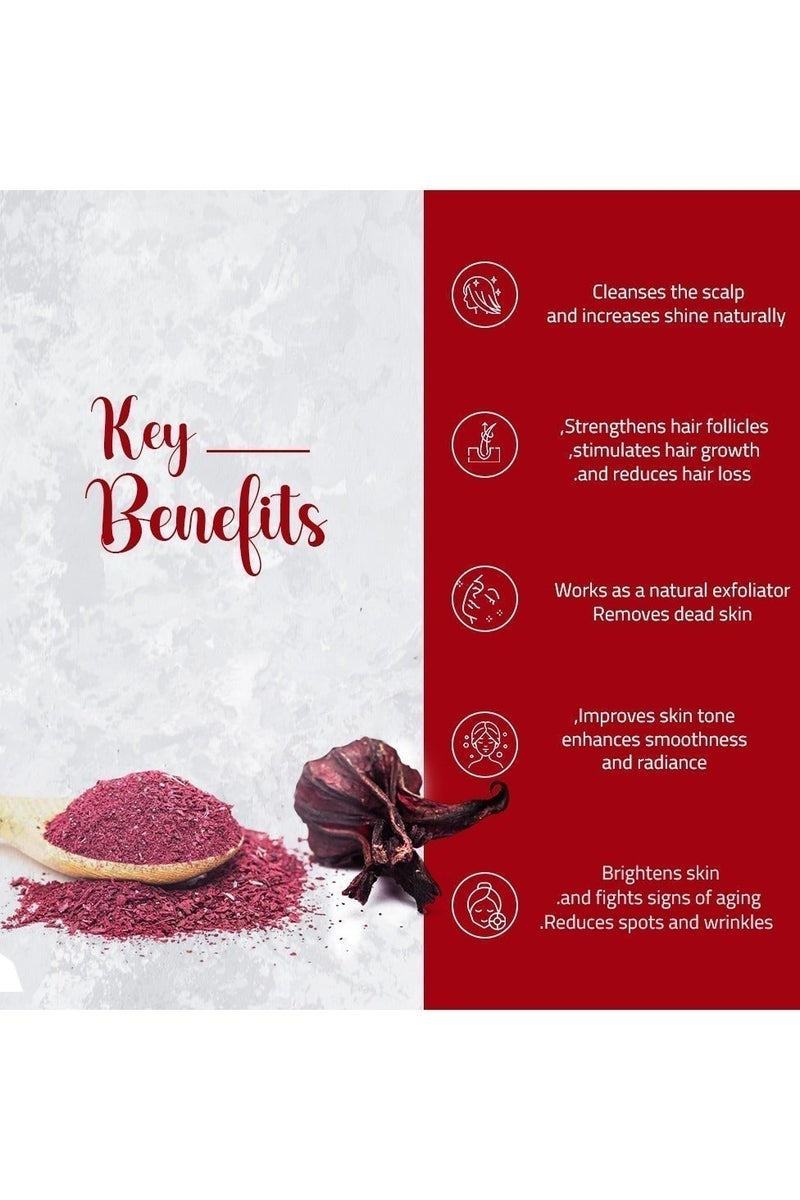 كير اوز بودرة الكركديه للعناية بالشعر والوجه من CareOz | طبيعي 100% من الأعشاب الطبيعية | لعلاج تساقط الشعر والقشرة والشيب المبكر | مسحوق الكركديه العضوي لنمو الشعر (107 جرام) - Image 5