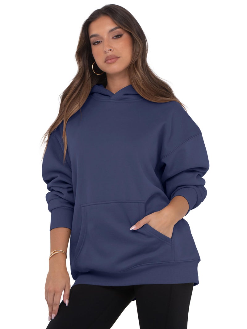 VIUTIL Womens Oversized Hoodies Fleece Loose Hooded Sweatshirt Fall Winter Outfits 2026 Trendy Clothes, Navy, Medium - Image 4