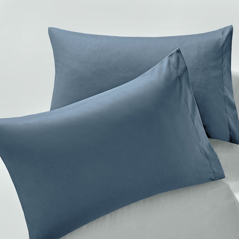 MILVOWOC 2Pcs Brushed Microfiber Standard Pillowcases - 20 x 26 Inch  Slate Blue Pillow Case Set Non Slip Envelope Pillow Cover with Moisture Absorption and Anti-Wrinkle