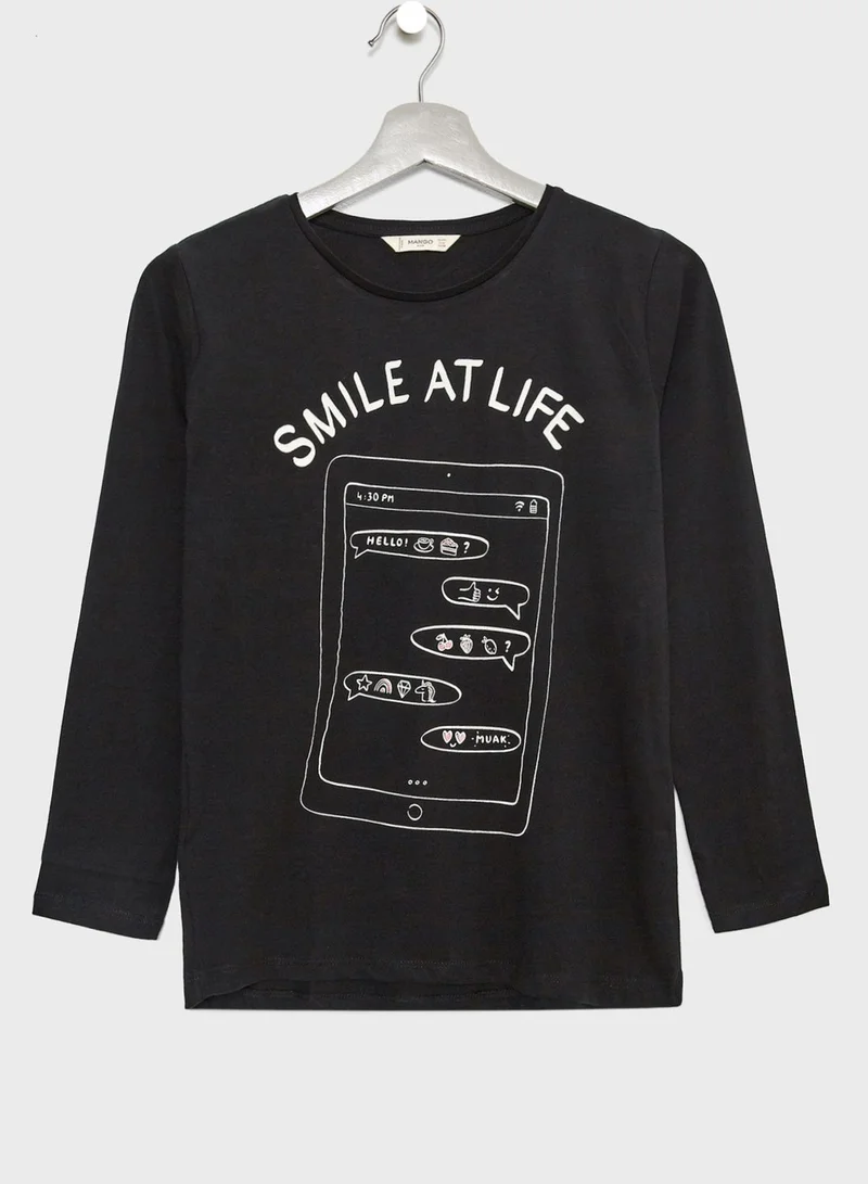 MANGO Kids Slogan T-Shirt