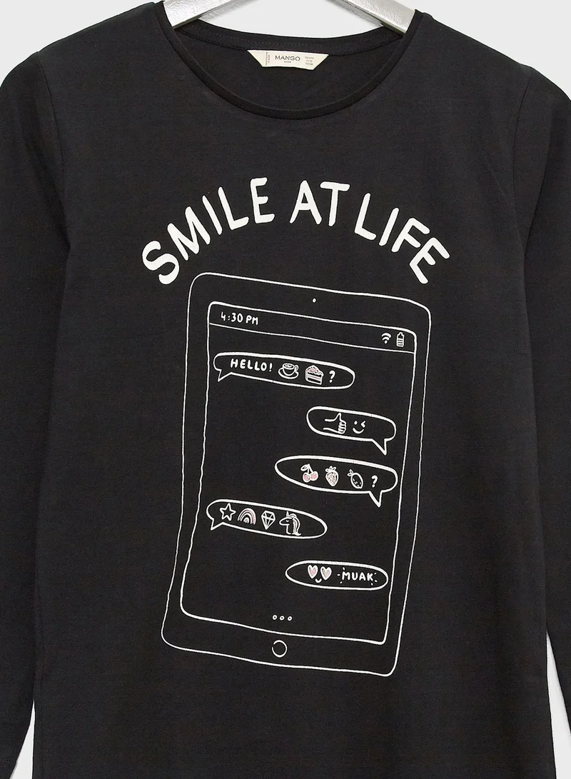 MANGO Kids Slogan T-Shirt