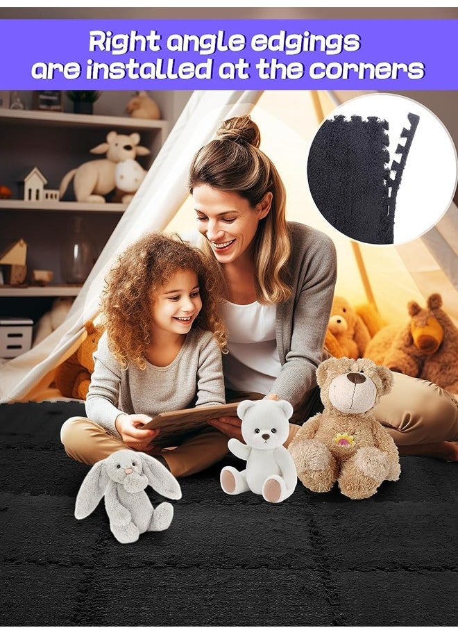 Optico Plush Foam Floor Mat Square Interlocking Carpet Tiles with Border Fluffy Play Mat Floor Tiles Soft Climbing Area Rugs for Home Playroom Decor Area Rug Interlocking Floor Tiles Soft Baby Playmat Puzzle Floor Mat  - Image 5