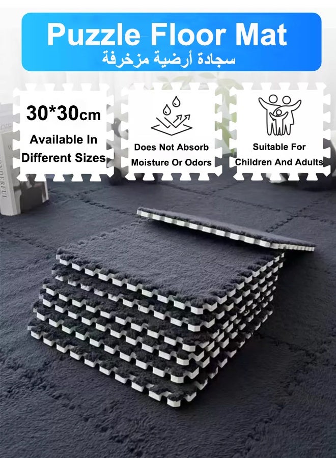 Optico Plush Foam Floor Mat Square Interlocking Carpet Tiles with Border Fluffy Play Mat Floor Tiles Soft Climbing Area Rugs for Home Playroom Decor Area Rug Interlocking Floor Tiles Soft Baby Playmat Puzzle Floor Mat - Image 1